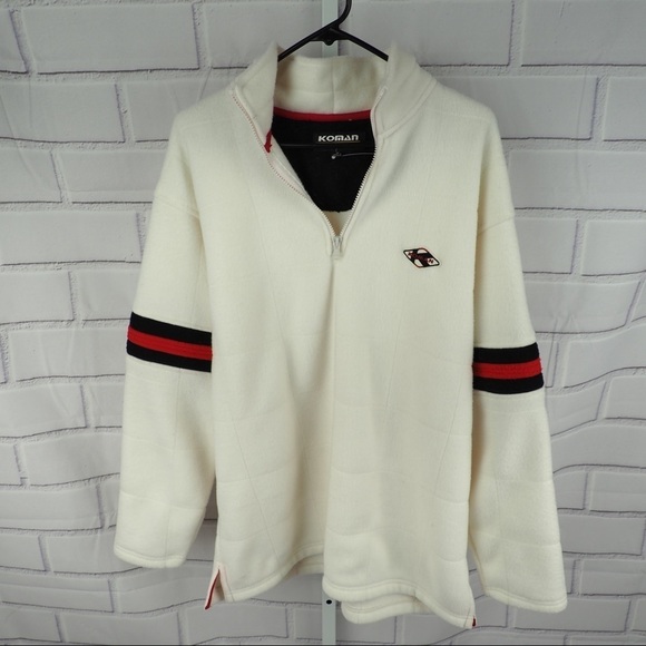 NWOT Koman sz M off white 1/4 zipper fleece - Picture 3 of 8